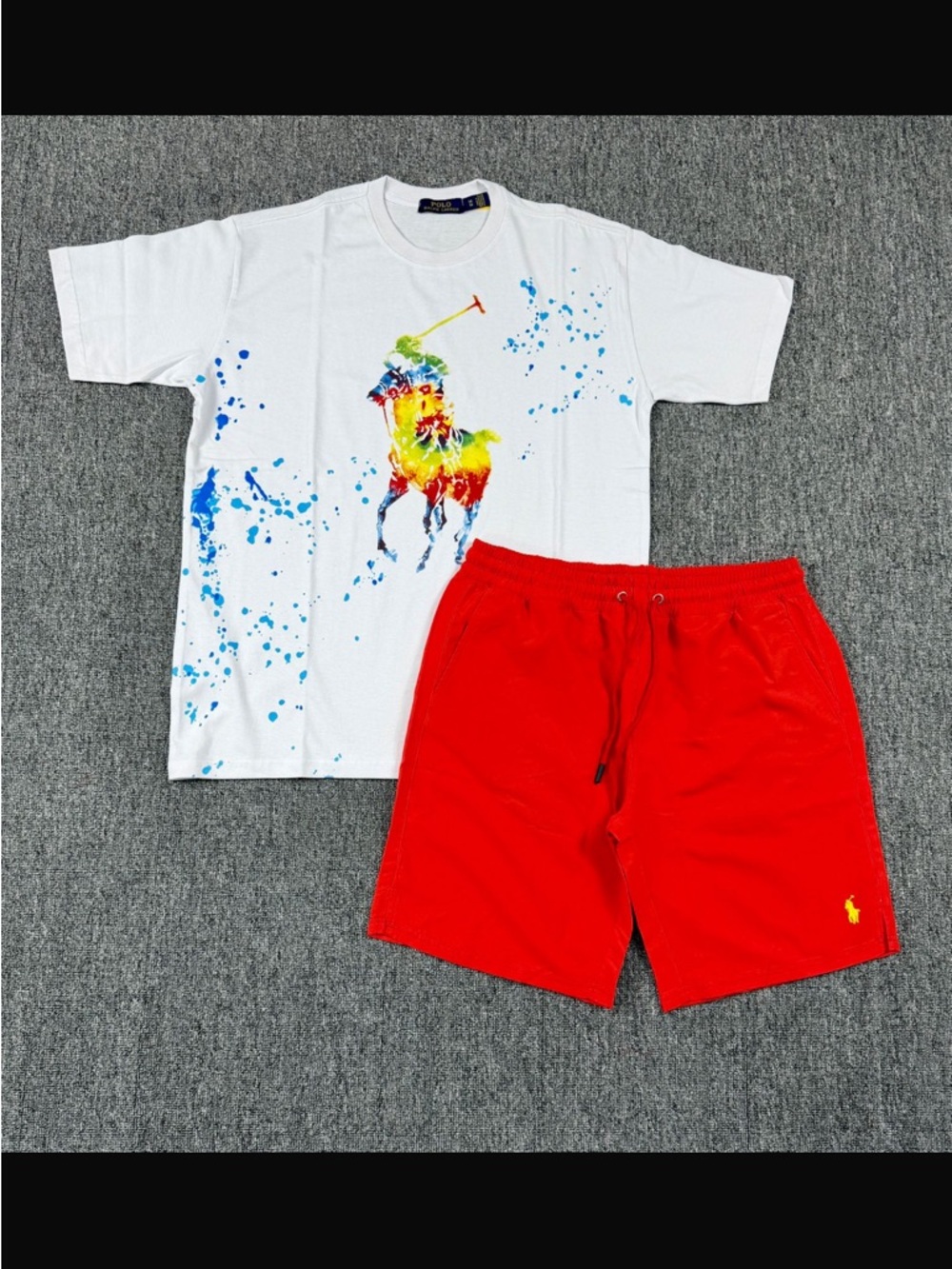 Polo by Ralph Lauren Red Men's Drawstring Athletic Shorts
